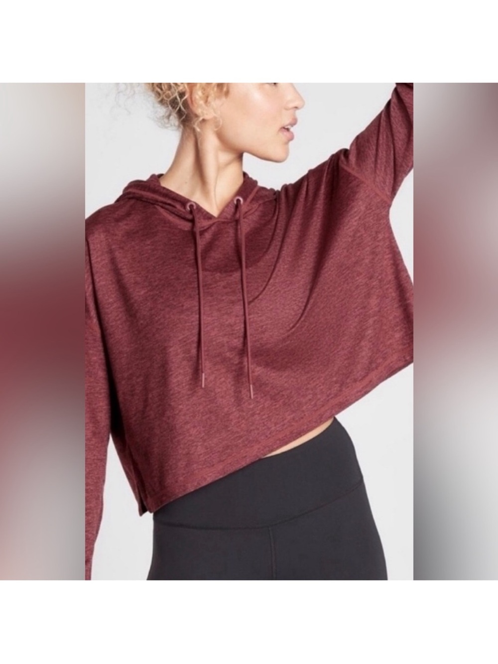 Athleta Cropped Hoodie Sweatshirt - Maroon Heather